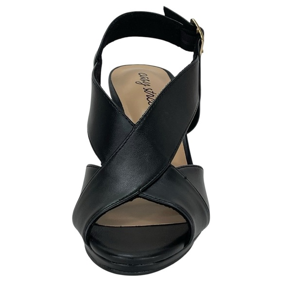 Easy Street Christy Black Faux Leather Criss Cross Womens Heels Size 6.5M - Picture 7 of 11